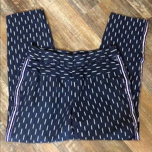 J. Crew Blue Elastic Waist Glitter Striped pants